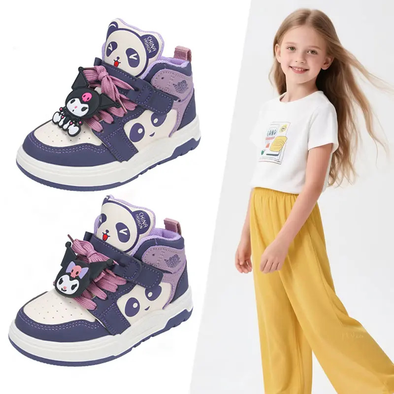 ABC库洛米女童棉鞋2025新款冬季高帮加绒儿童二棉运动鞋保暖板鞋