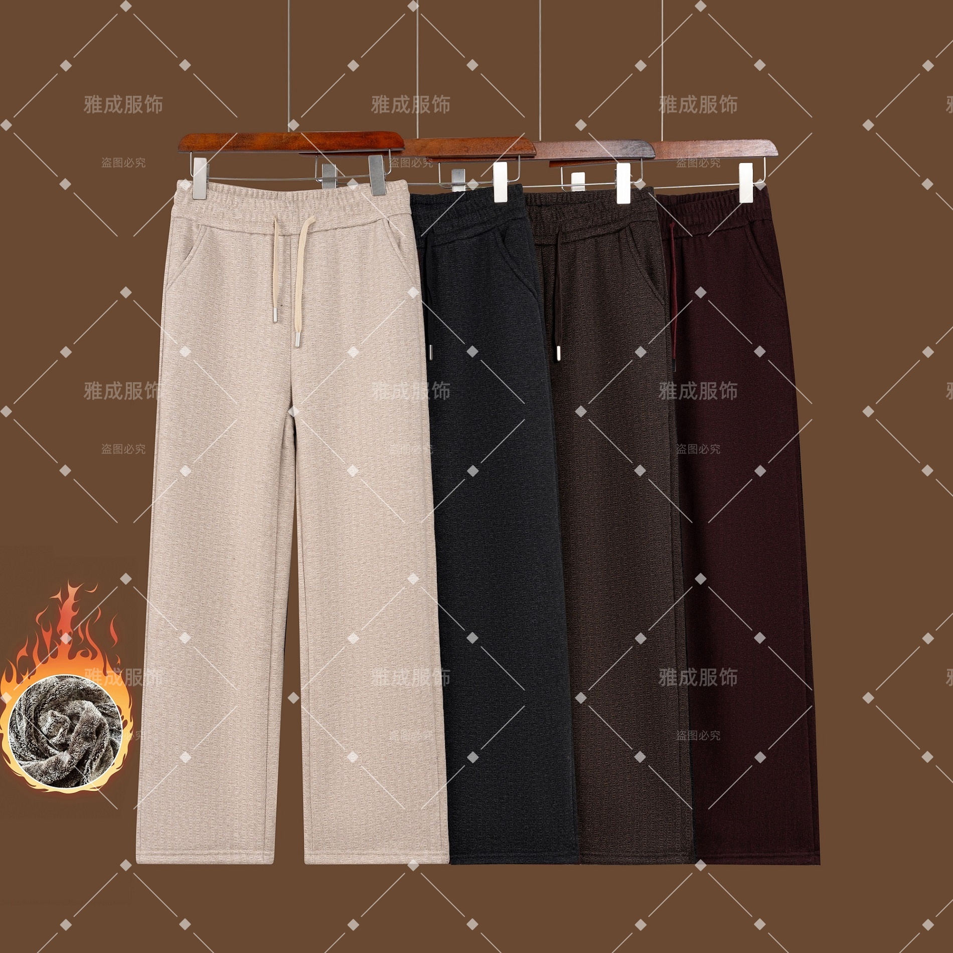 正品特厚雪貂绒人字纹 羊绒垂感毛呢裤窄版直筒/小脚裤显瘦