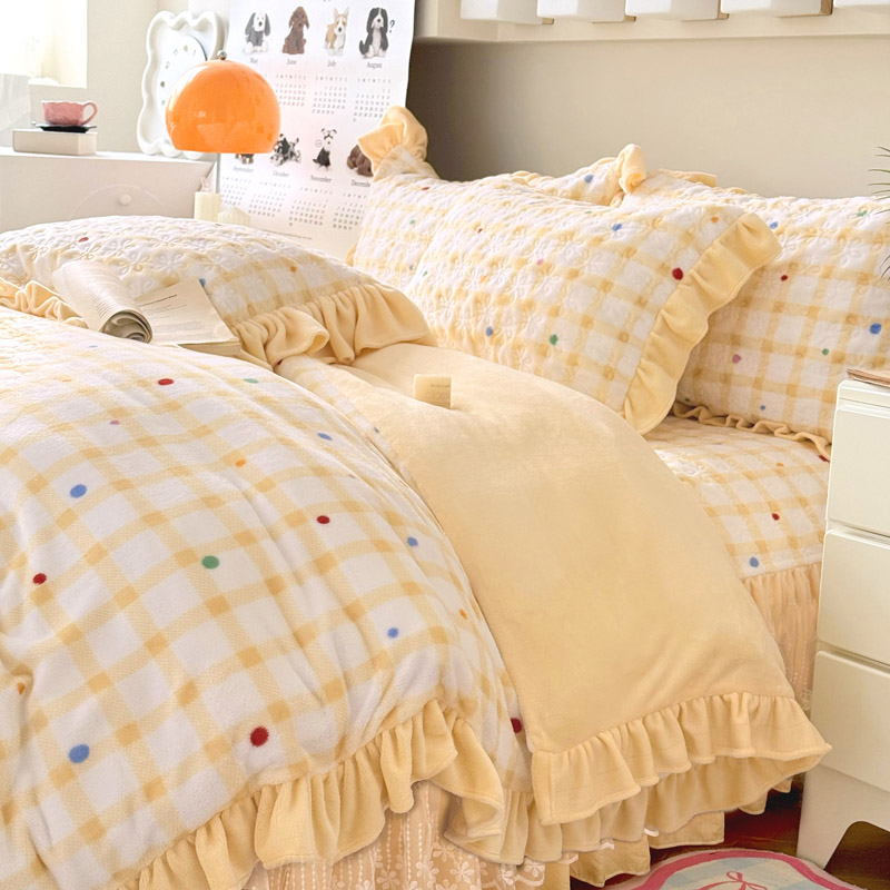 ＄梦幻优雅被罩花床盖绒【四件套】秋冬加绒加厚保暖被罩四件套