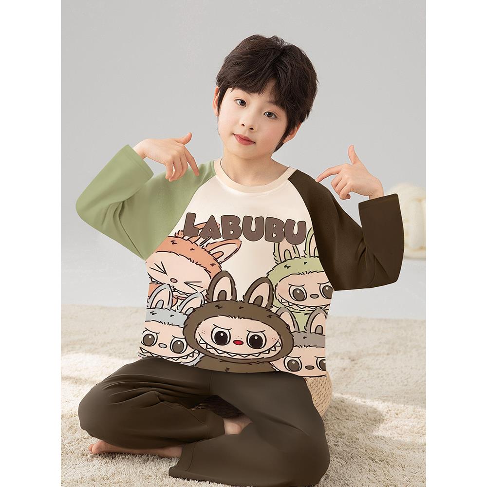 范哲萨秋季睡衣男童青少年衣服拉布布大童棉棉家居服儿童套装