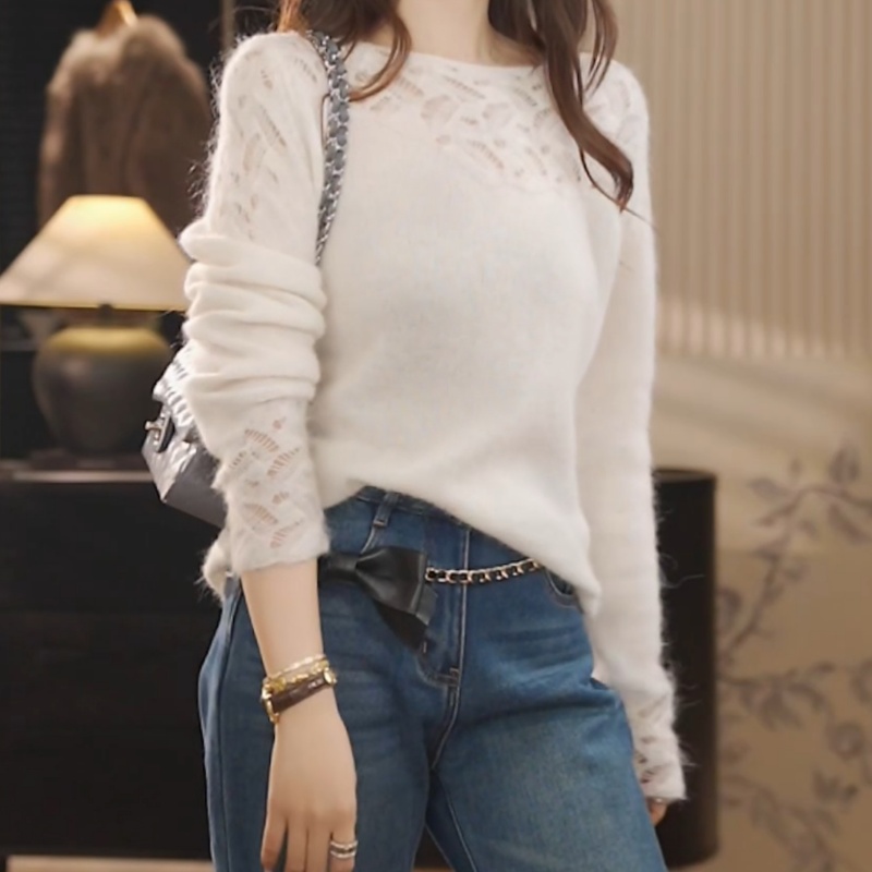 【雾冬】镂空钩花保暖长袖毛衣针织衫LK2509088