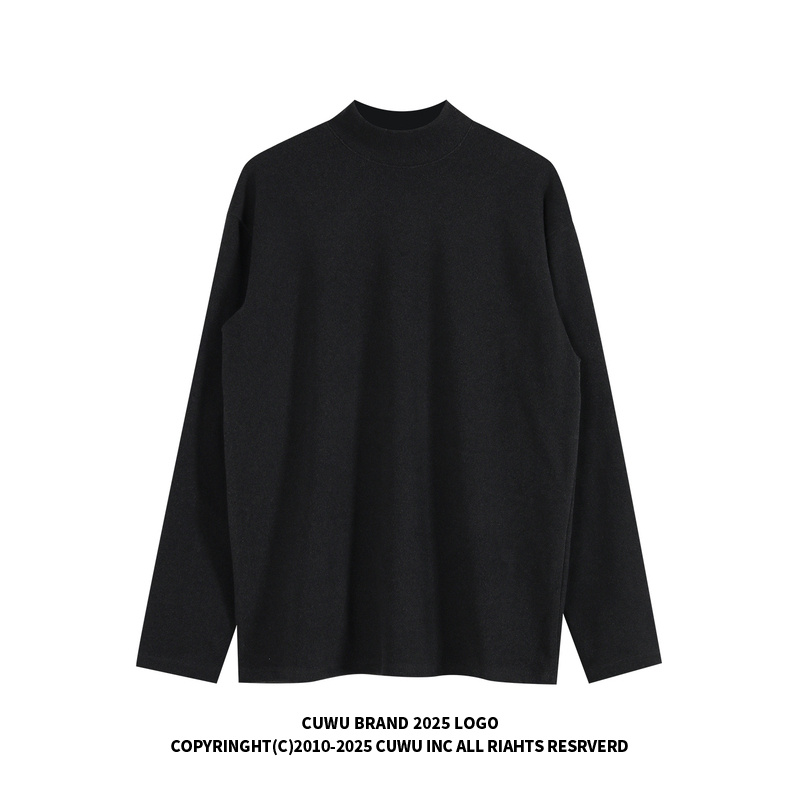 cuwu半高领德绒打底衫女男秋冬新款宽松保暖长袖t恤情侣内搭上衣