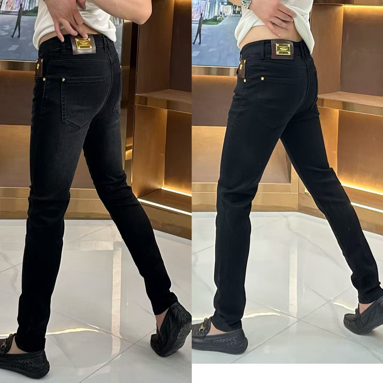 2509男士英伦风黑灰牛仔裤bf轻奢大气显瘦休闲小脚牛仔裤