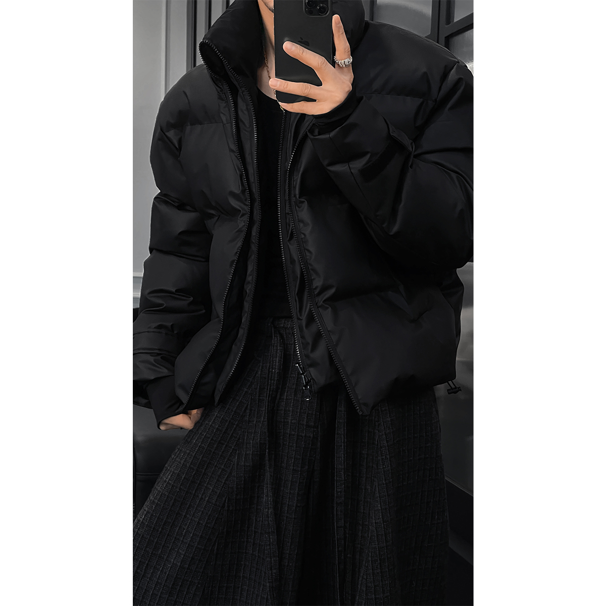 龙叨叨冬季高级感痞帅立领棉服男潮牌宽松百搭保暖棉衣外套