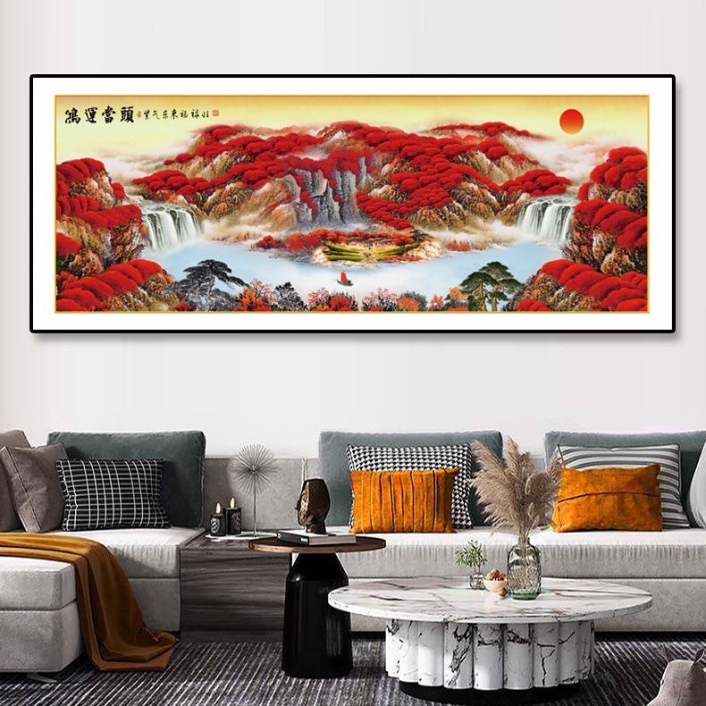（鸿运当头）客厅沙发背景墙装饰画办公室装挂画一帆风顺大气挂画