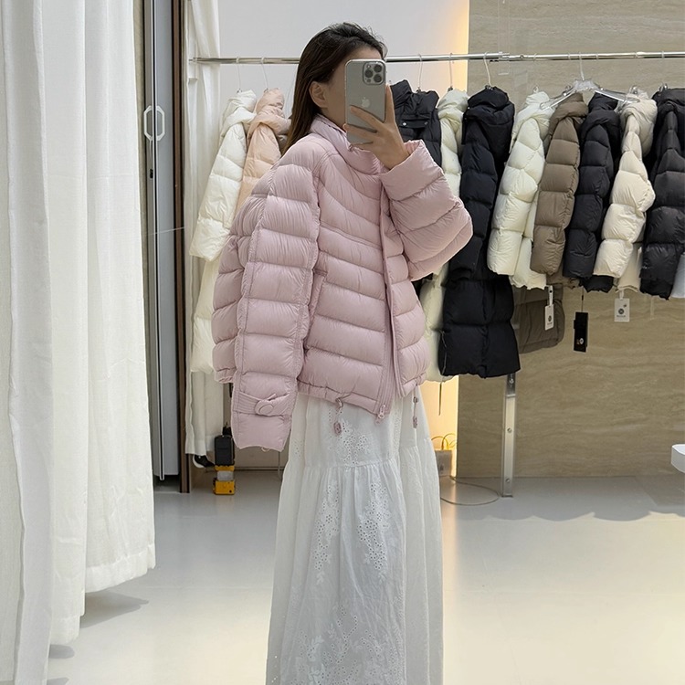 泡芙排骨羽绒服女短款2025秋冬新款90白鸭绒宽松立领小个子外套韩