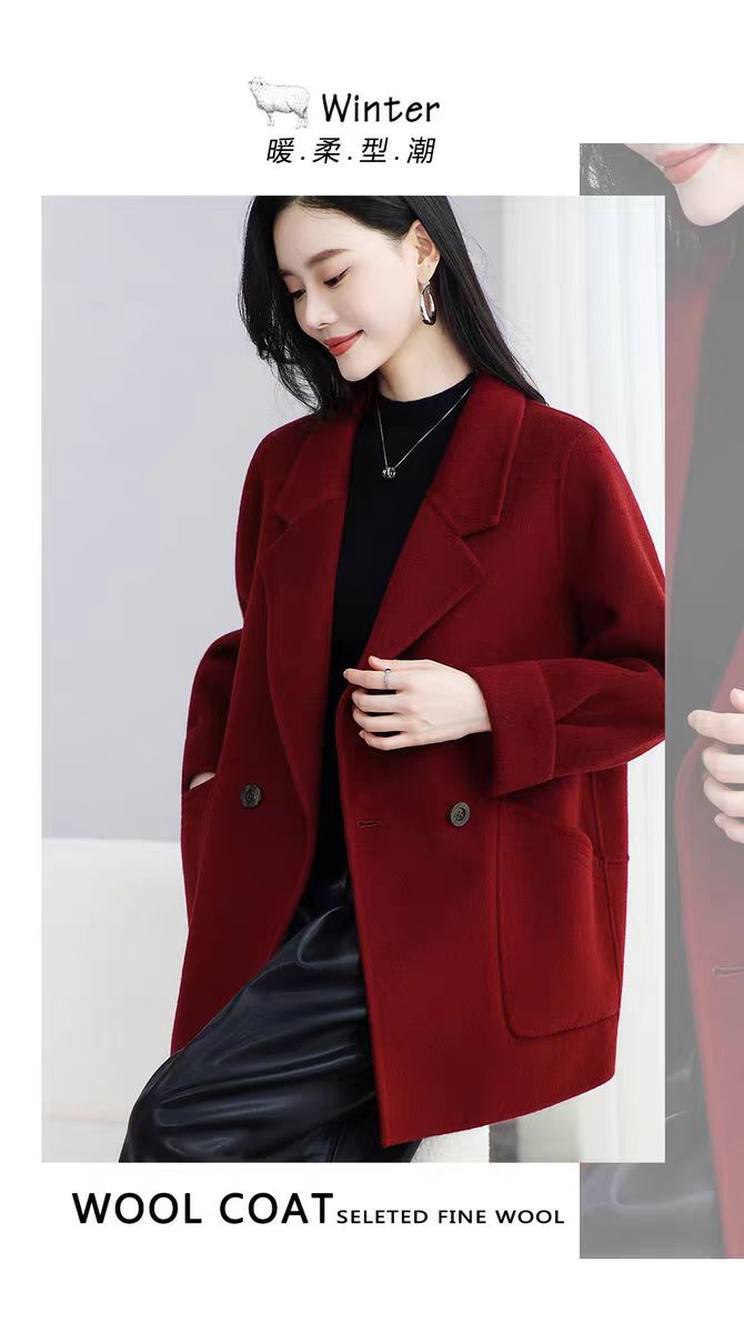 双面羊绒大衣女2025秋冬新款高级感简约时尚百搭小西装羊毛呢外套