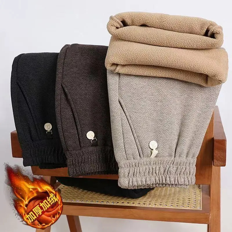 [穿到零下20度]加绒加厚羚羊绒牡丹裤高腰深档直筒裤显瘦显腿长