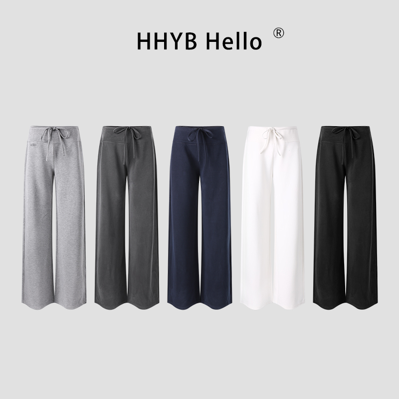 HHYB Hello2025秋季新款高腰松弛窄版直筒弹力长腿空气裤Q254292
