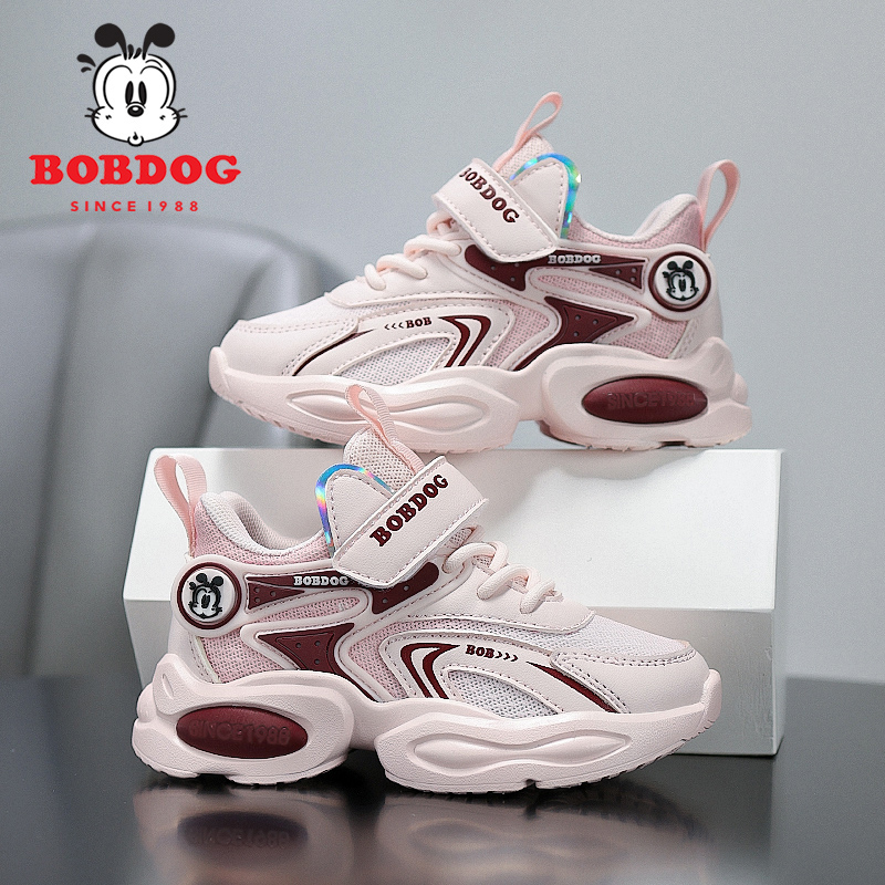 巴布豆女童鞋子时尚轻便2025春秋新款网面透气软底耐磨儿童运动鞋