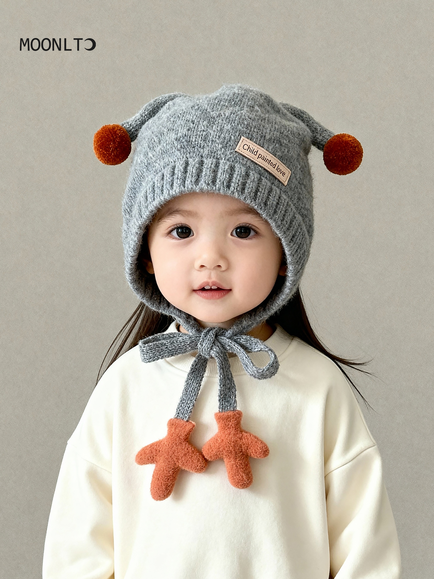 儿童帽子秋冬季男女宝宝保暖防风加厚小球户外保暖婴儿毛线护耳帽