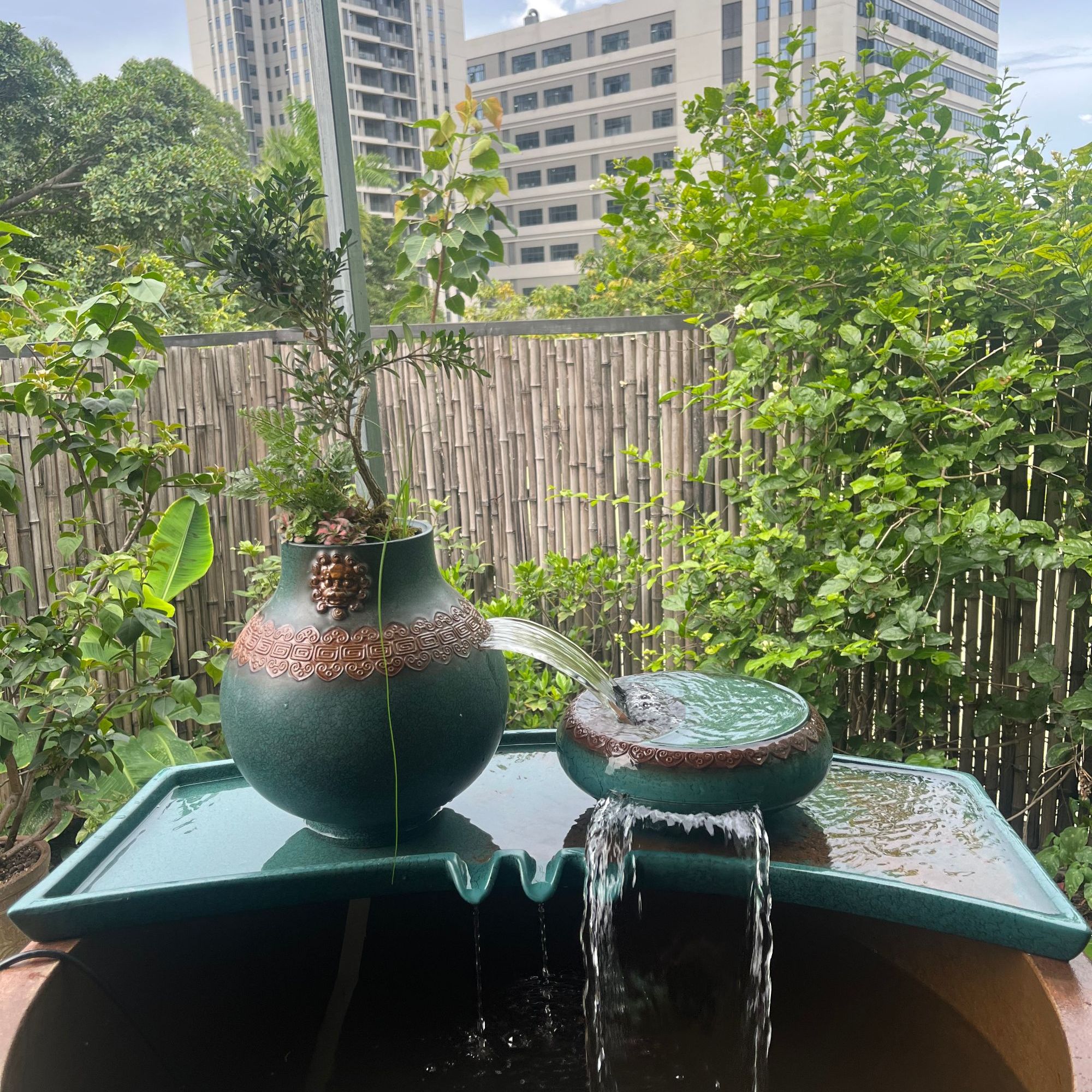 超大号古法养鱼造景瀑布流水增氧过滤室内防漏水设计摆件