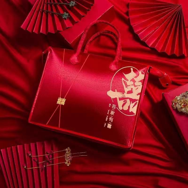 四件套陪嫁收纳袋婚庆结婚手提喜被包装袋红色棉被手提袋打包袋子