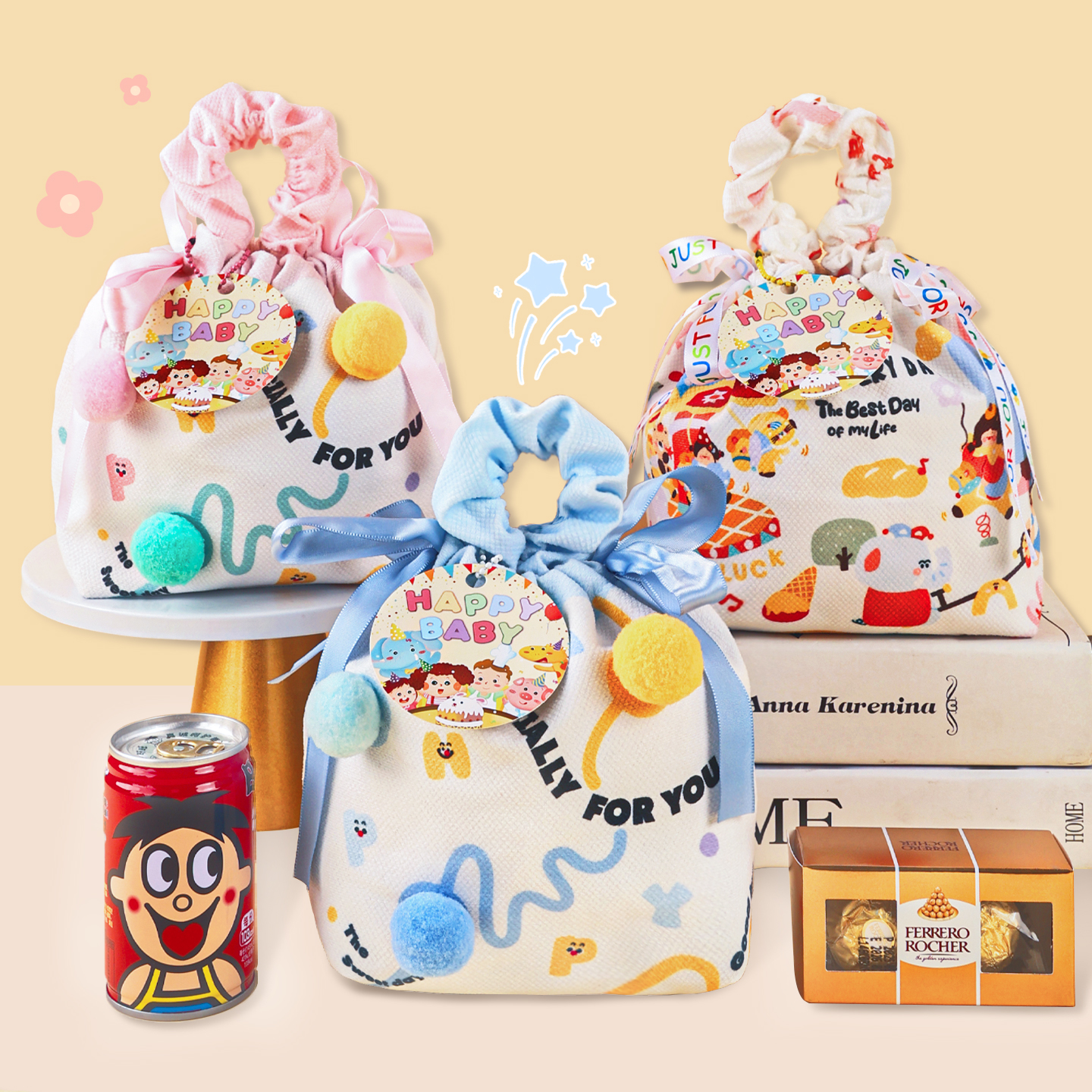 喜饼满月伴手礼宝宝诞生礼喜糖百日宴喜面儿童生日十周岁礼盒回礼