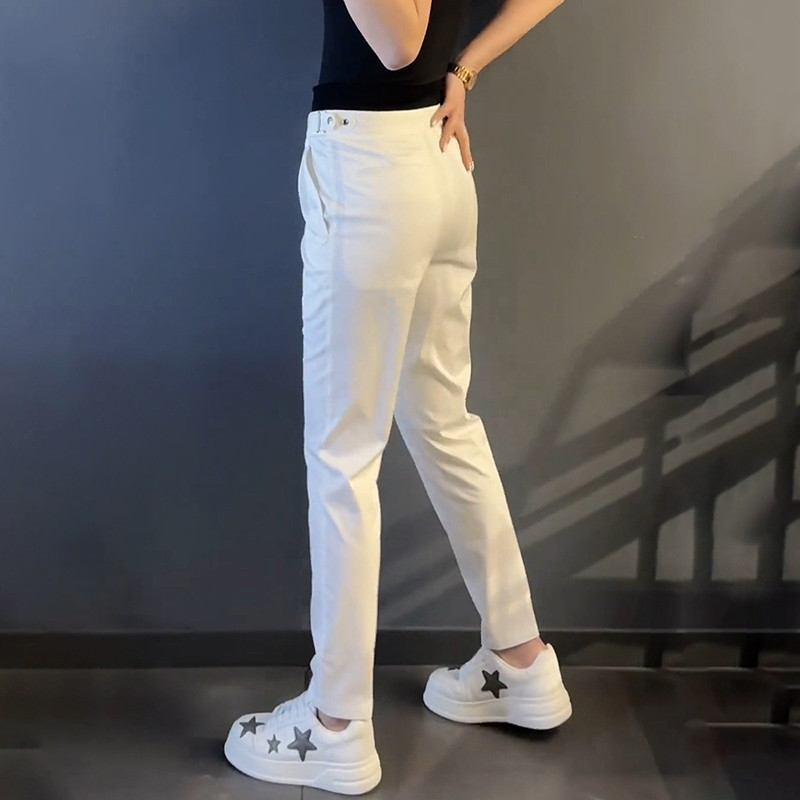 （现货秒发）夏季天丝男裤大码男士显瘦休闲纯色商务长裤直筒时尚