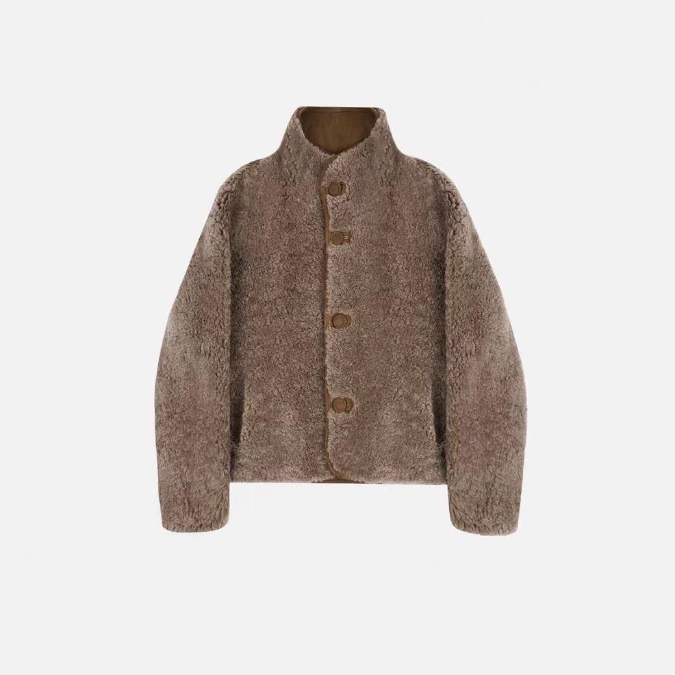 171达素些自海宁2025新款100%羊毛时尚休闲加绒加厚外套宽松显瘦