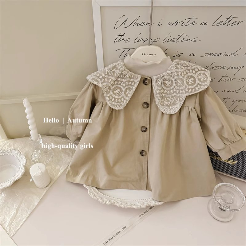 女童外套春装2025新款儿童洋气英伦风衣宝宝衣服翻领百搭上衣春秋