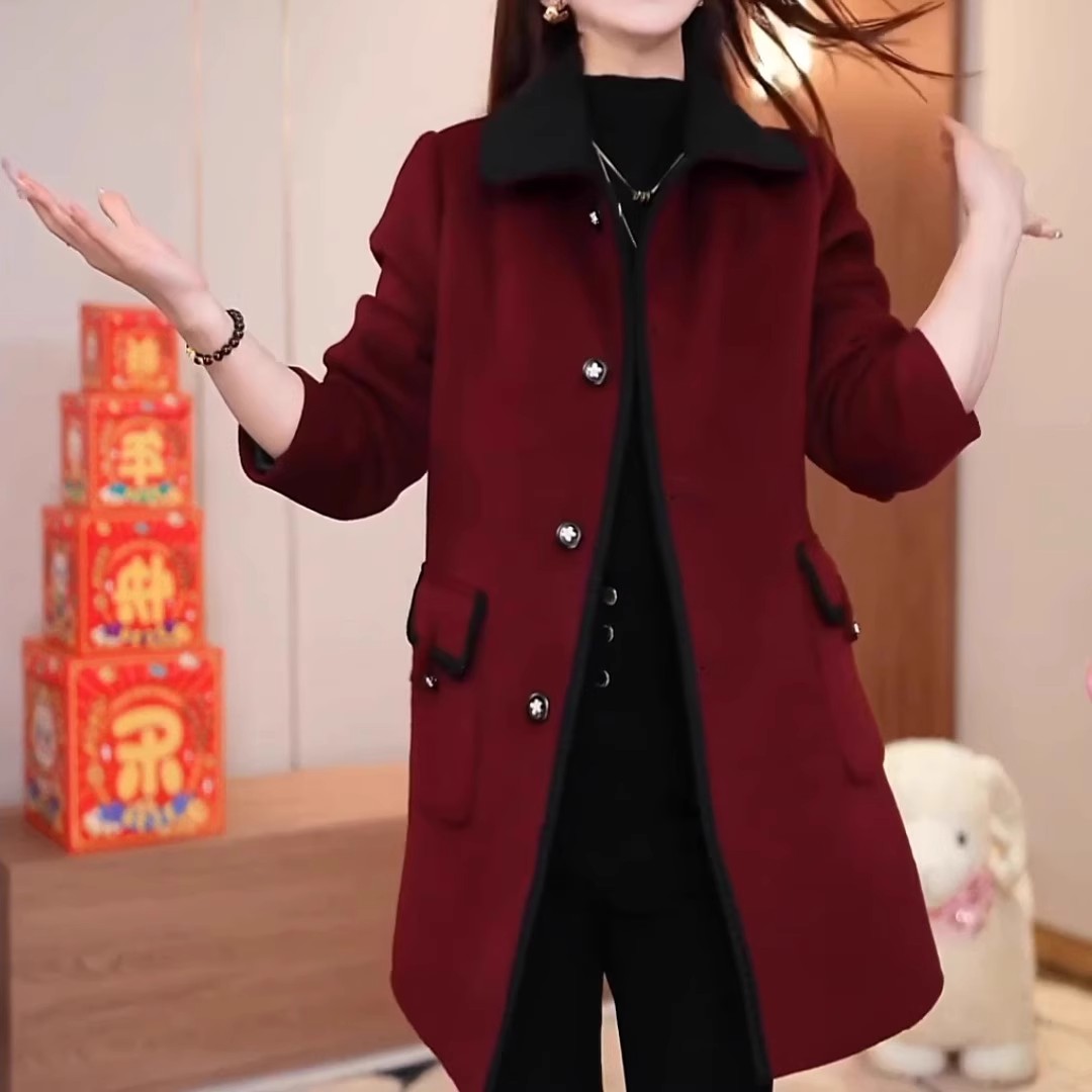 双面双穿修身高端毛呢大衣羽绒服2025冬季新款气质加厚白鸭绒外套