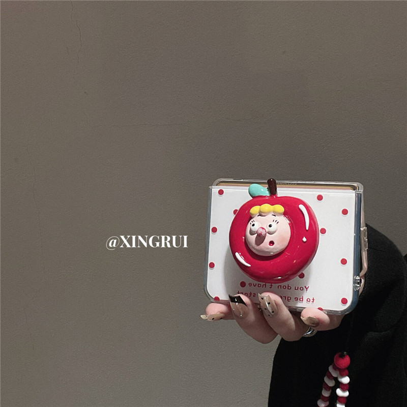 波点卡通可爱支架适用荣耀magicvflip手机壳oppofindn3flip折叠屏