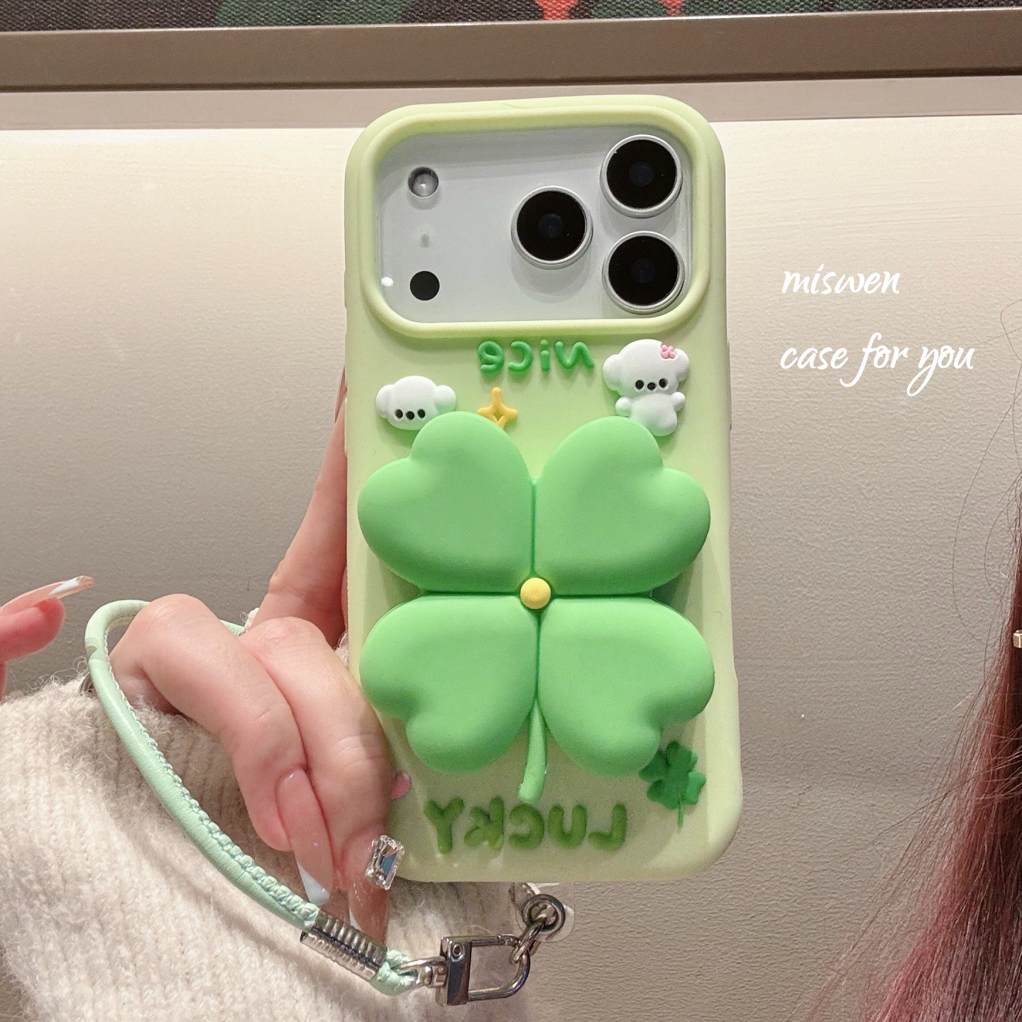 幸运四叶草立体一体支架适用iPhone17promax手机壳16女款15苹果14