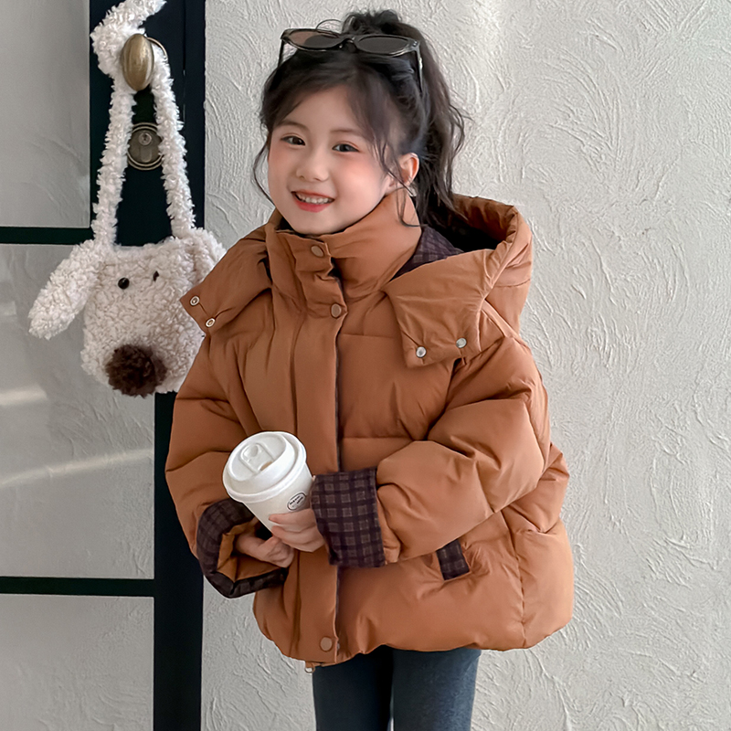女童棉服冬装2025新款女宝宝夹棉加厚外套网红小女孩秋冬连帽棉衣