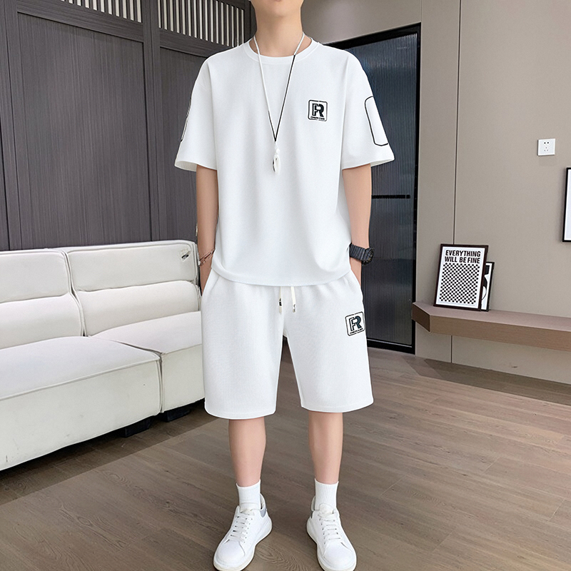 潮流内搭夏季新款男士短袖T恤套装青少年打底衫学生薄款圆领上衣