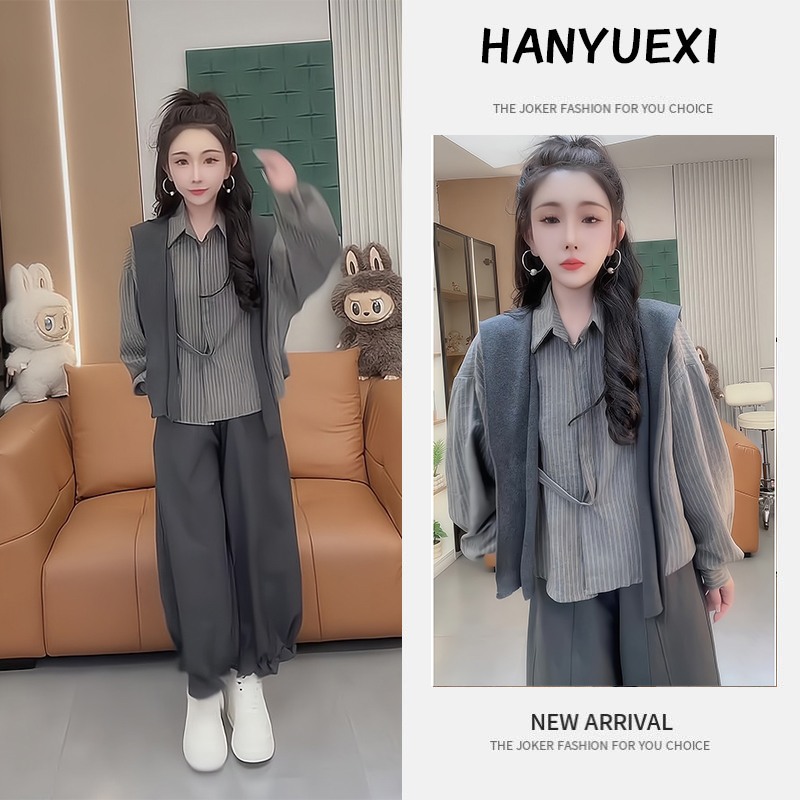 夏季一整套女装2025年新款韩版减龄气质休闲长袖衬衫休闲裤两件套