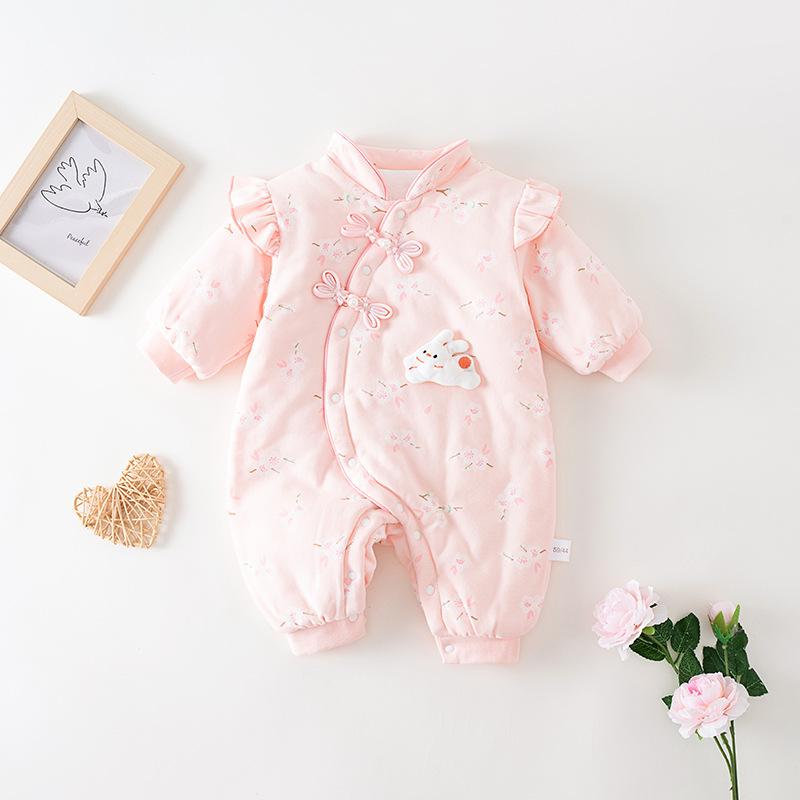 童泰【断码】衣春秋冬洋气女宝宝哈衣爬服新生儿宝宝星星人连体衣