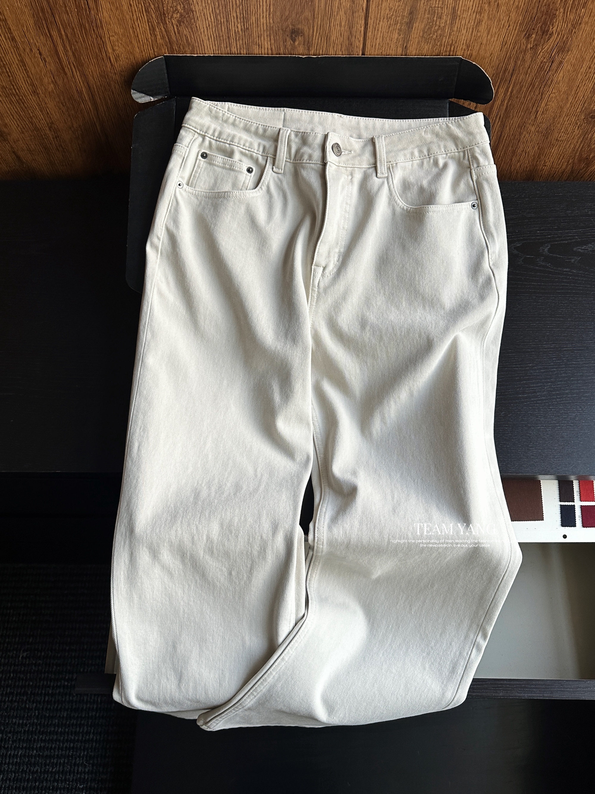 Team Yang-秋冬新品编织皮标莱赛尔加厚重磅柔软亲肤百搭长裤8096