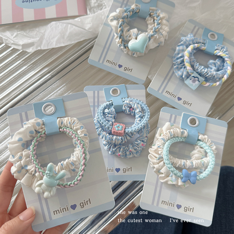蓝色系少女心可爱发圈2025新款高弹力耐用皮筋头绳儿童不伤发发绳