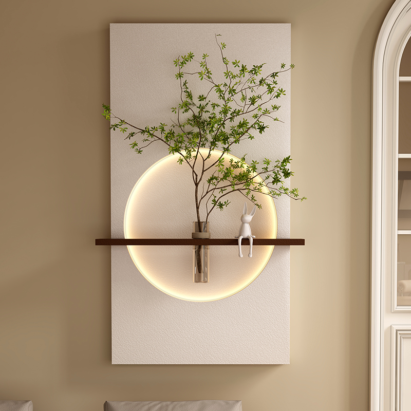 新款水培绿植玄关装饰画奶油风入户正对门挂画走廊过道立体砂岩画