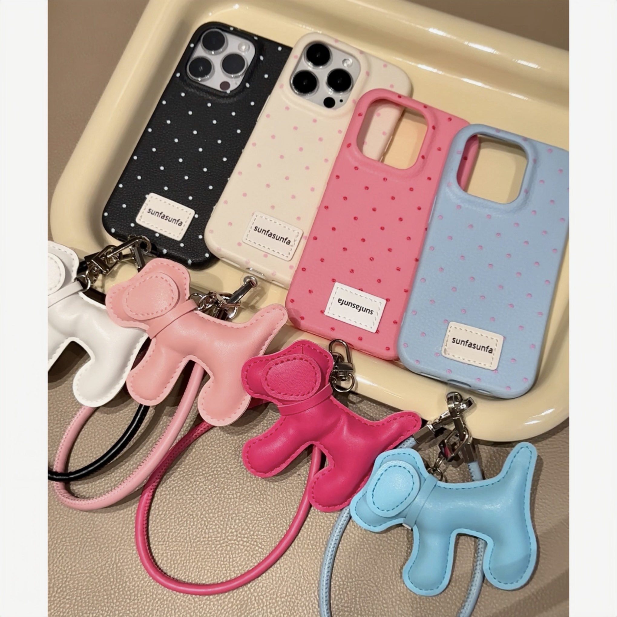 雅天立新款纯色波点狗狗适用iPhone16promax苹果13/15手机壳14套