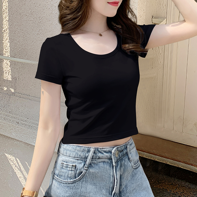 黑色短款t恤女短袖修身夏季高腰显瘦性感辣妹露脐上衣2025年新款