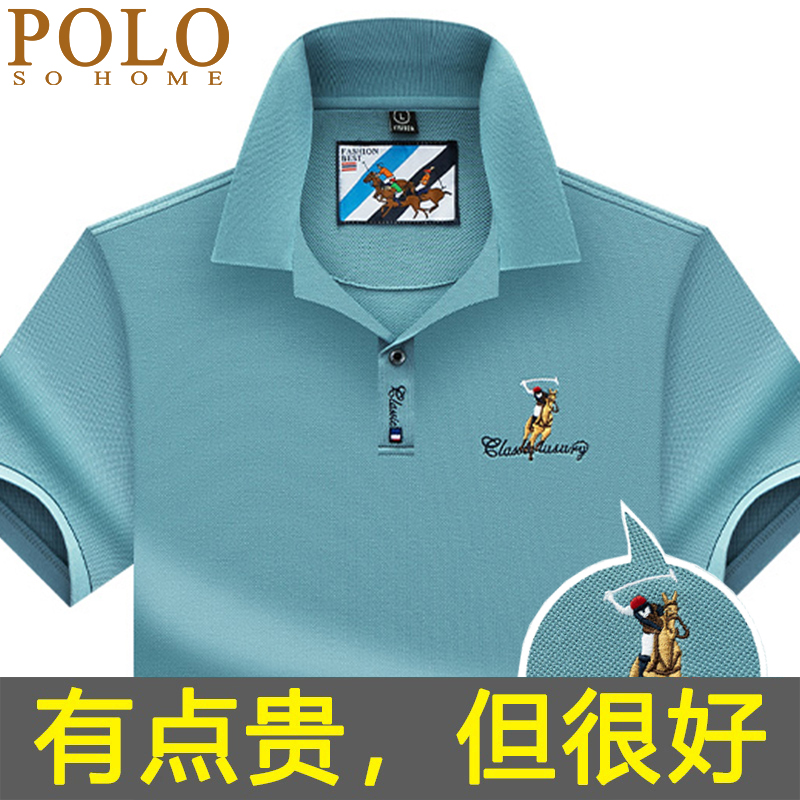 保罗POLO衫男短袖夏季纯棉t恤男士小马标刺绣高档商务翻领半截袖T