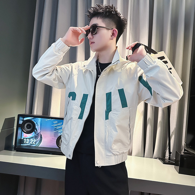 外套男款春秋季2025新款高级感痞帅潮牌男装上衣休闲时尚立领夹克