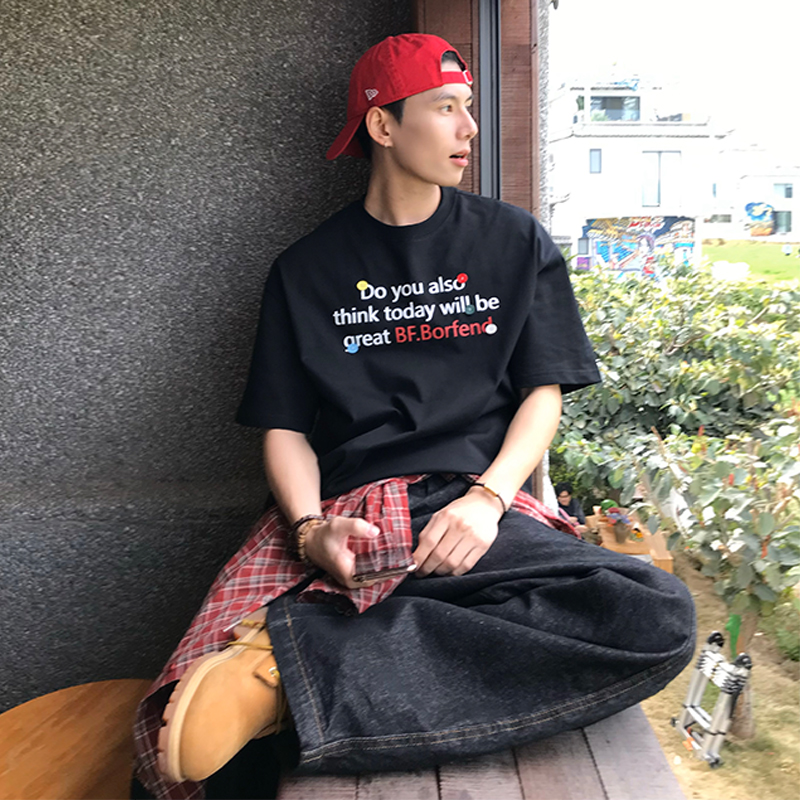 Holocene美式潮牌复古重磅纯棉痞帅彩色短袖T恤情侣慵懒风百搭B06