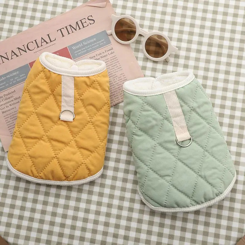 猫咪狗狗衣服带牵引扣秋冬棉衣约克夏比熊泰迪小型犬宠物冬天保暖