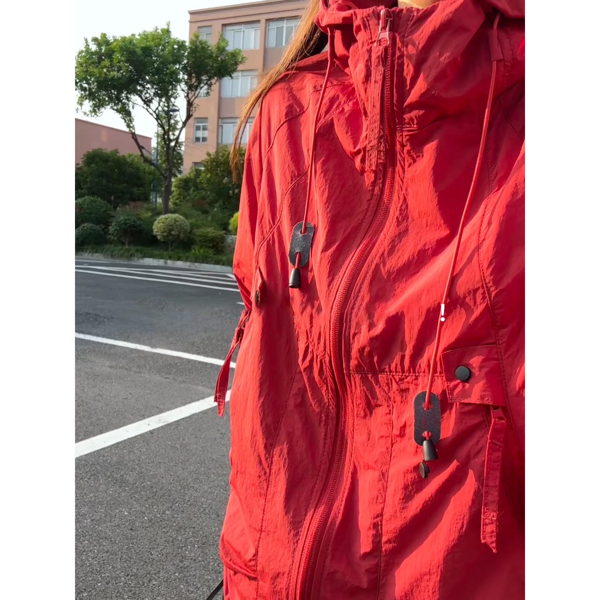 朱雀红冰丝防晒冲锋衣男款夏季轻薄户外速干骑行服防紫外线皮肤衣