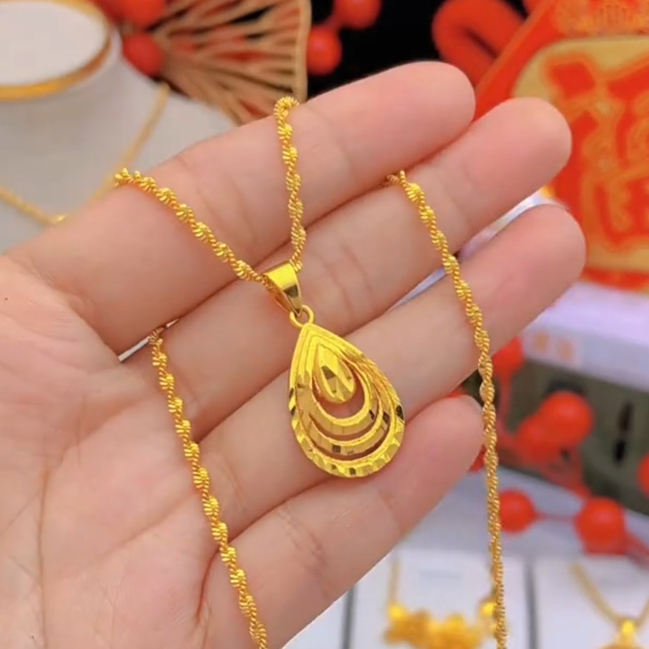 铜合金项链 优水滴项链简单大方高级感0248