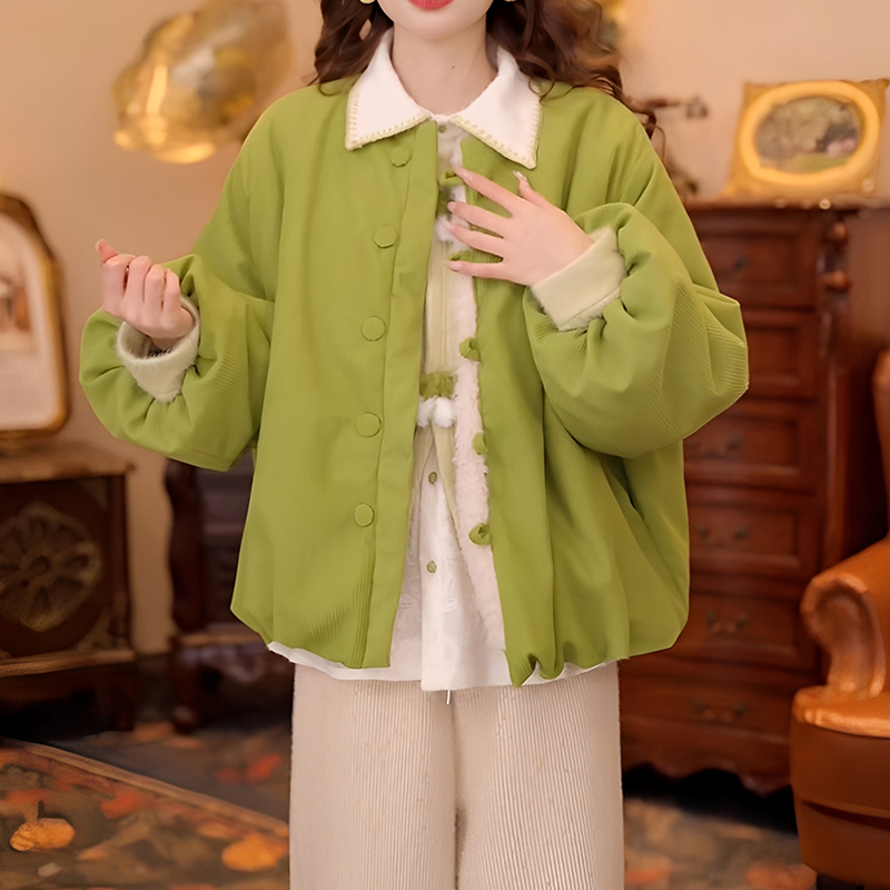 2025冬季新款韩系时尚加厚保暖棉袄外套洋气显瘦单排扣纯色棉服女