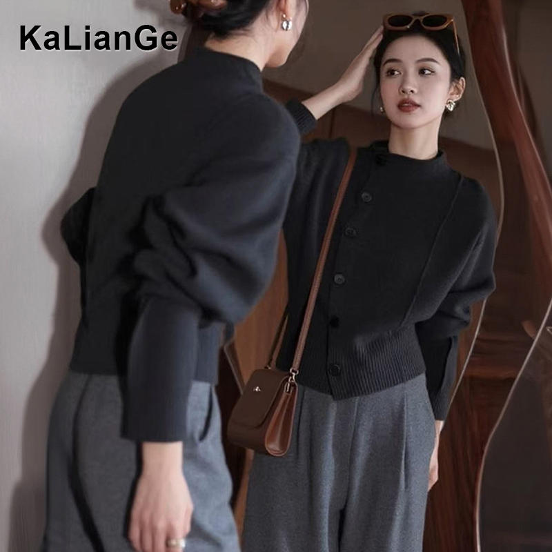 卡莲格/复古加厚保暖打底针织衫女秋冬2025百搭短款内搭外套毛衣