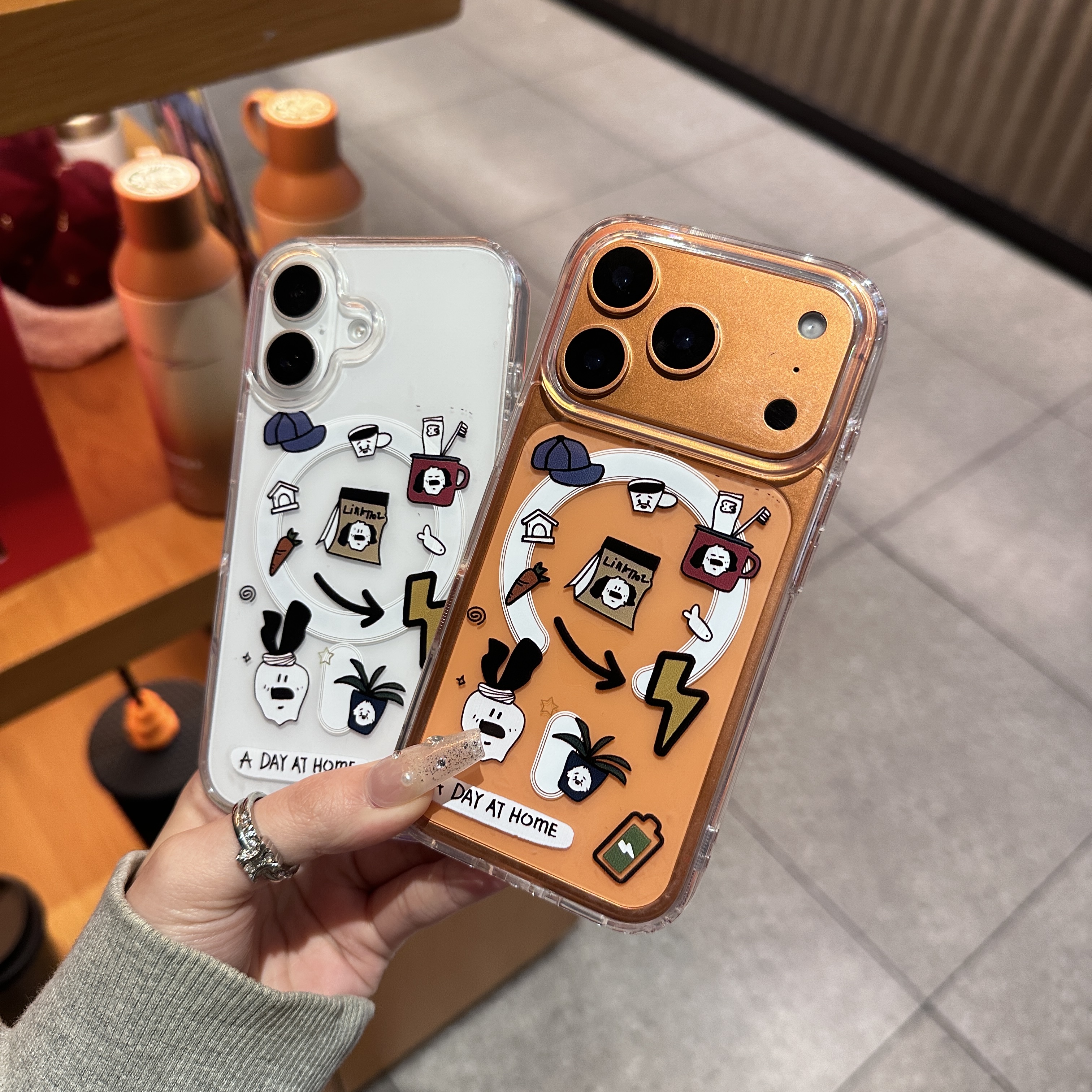 涂鸦小狗标签磁吸壳适用iPhone17pro/16/15手机壳透明14卡通