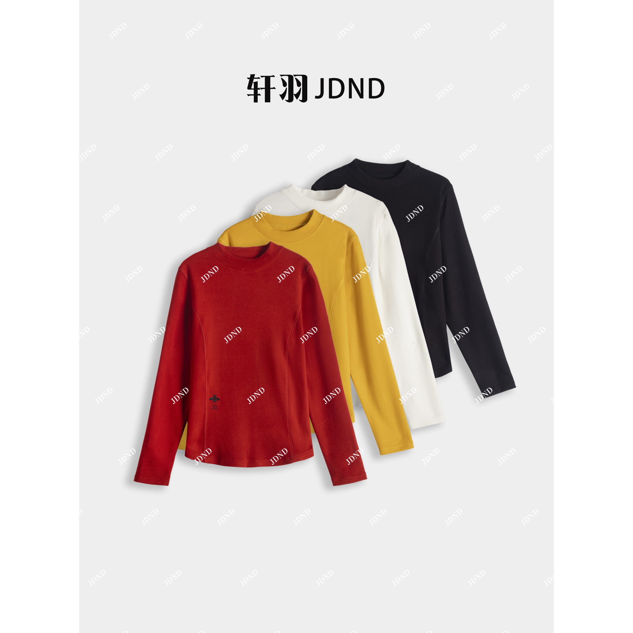 JDND轩羽【加绒蜜蜂】莱赛尔速暖绒加厚刺绣蜜蜂长袖T恤XY25651