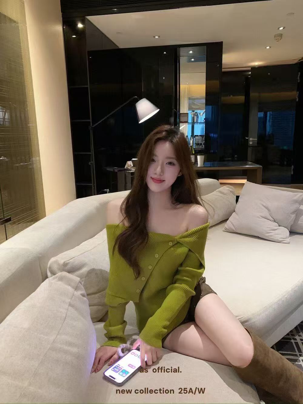 2025秋新款韩版修身显瘦一字肩针织衫女百搭打底衫上衣