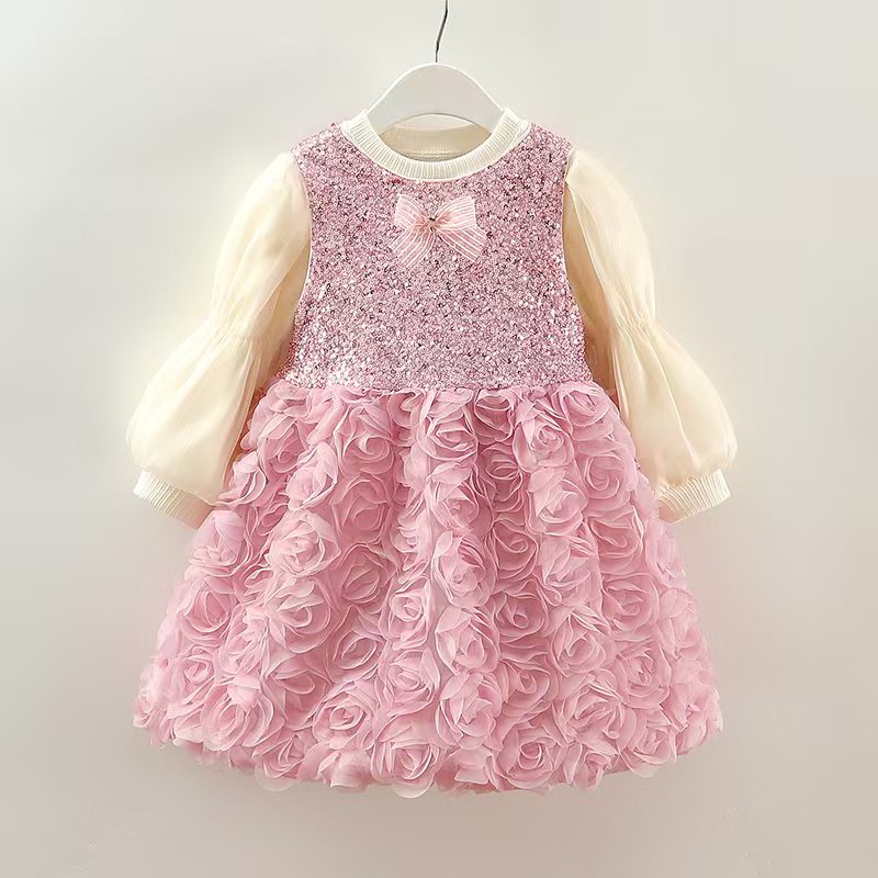 2025女童公主风小童两件套宝宝无袖公主裙子春秋装女宝花朵连衣裙