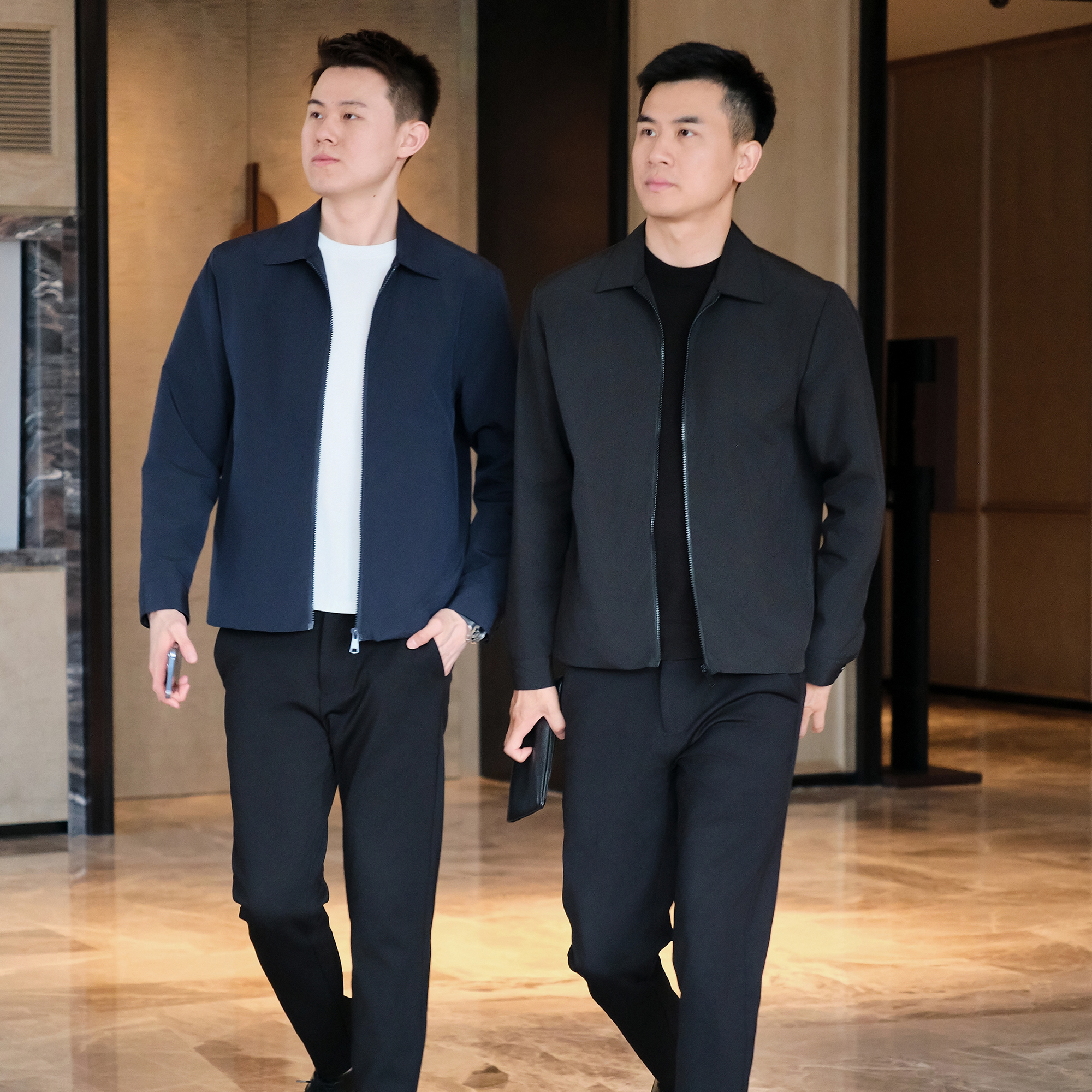 【bing哥哥】男士春秋净版翻领行政夹克商务休闲百搭外套上衣