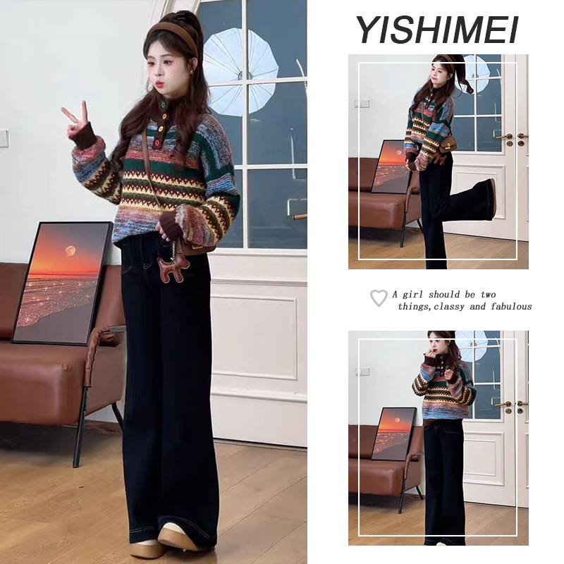 入秋一整套女装2025新款韩版少女感软糯针织衫撞色高领毛衣两件套