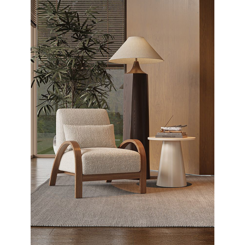 中古风休闲单人沙发椅设计师酒店民宿茶室咖啡厅诧寂复古一桌两椅