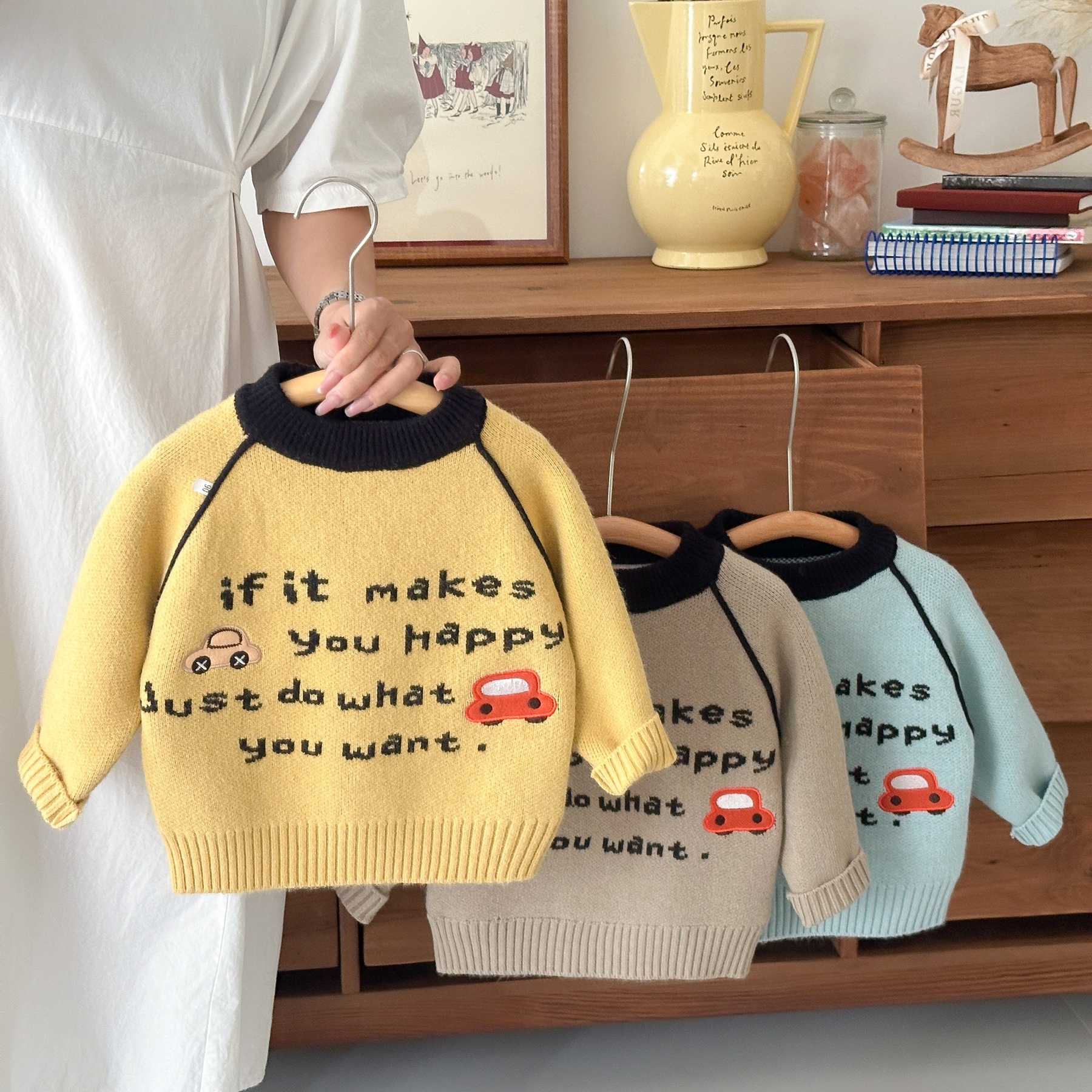 2025宝宝毛衣秋冬儿童圆领韩版套头针织衫男童加厚洋气百搭上衣潮