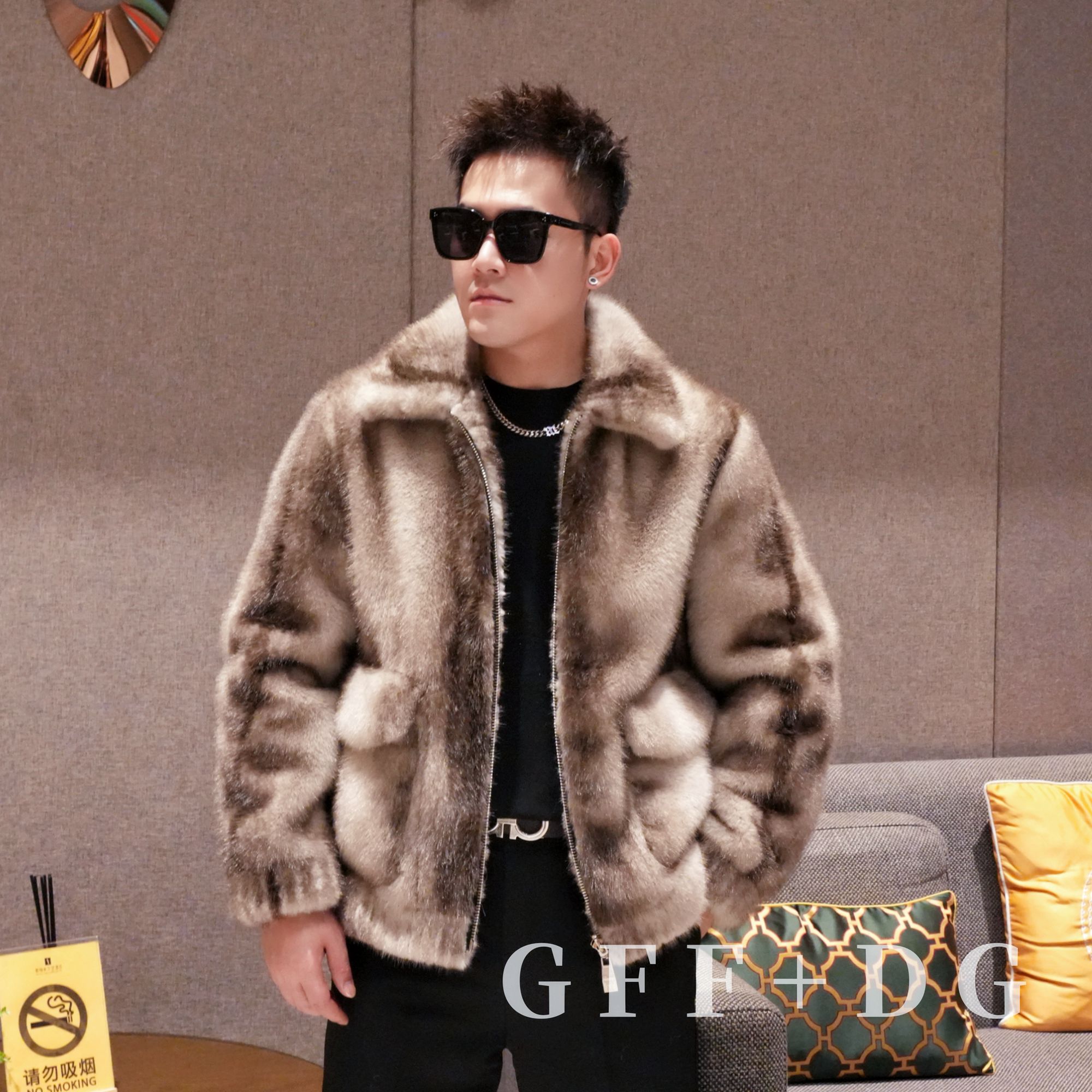 A-2025爆款欧货冬季男士上衣拉链外套一体双面毛绒设计师夹克